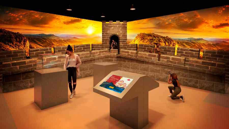 Projecao da exposicao A Grande Muralha da China Divulgacao