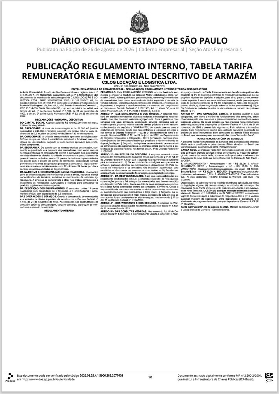 Edital Jornal de Campinas, 27 de agosto de 2026