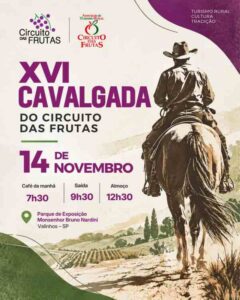 XVI Cavalgada do Circuito das Frutas abre inscrições para edição em Valinhos 2 XVI CAVALGADA Cartaz de divulgacao